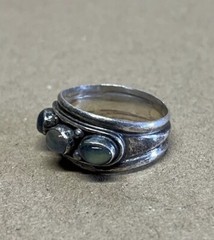 Vintage 3 Stone Triple Moonstone Oval Sterling Silver 925 Sz 9.75 Ring