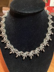 Lisner Vintage Necklace Signed Choker Leaf Silver Tone Adjustable Jewelry