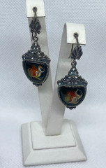 Vintage earrings. USSR porcelain. Hand painted. Enamel.Russian. Finift . 7.99 g.