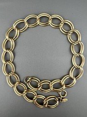 Vintage Erwin Pearl Necklace Large Double Link Chain Gold Tone Signed 17”