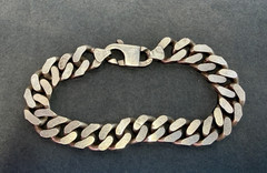 VTG Solid Sterling Silver 925 Panzer Chain Man Curb Links Bracelet Lobster 9”