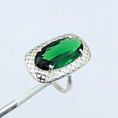 Vintage Luxury RING Silver 925 with Chic Big Bright Stone -size: 9US (19mm)| #53