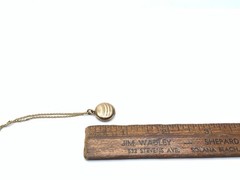 Victorian Old 14k Gold Filled Chain Necklace Tiny Round Locket Pendant