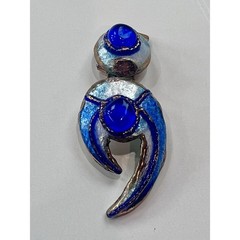 Andrée Bazot Paris Enamel Cuff Bracelet Earrings Blue Poured Glass Demi Parure