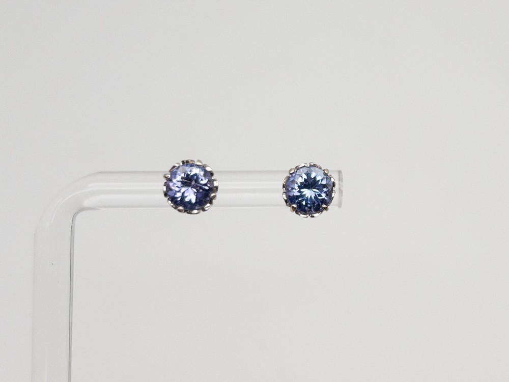 NEW $5000 2ct Natural Tanzanite VS H Diamond 18k White Gold ETERNITY Earrings