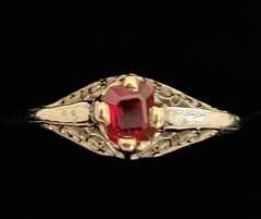 Art Deco Belais 18k White Gold Filigree Ring w/ Ruby – Appraised $2,650