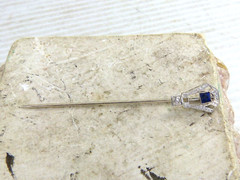 Vintage / Antique 14K White Gold , Sapphire & Diamond Stick Pin J Estate Find !