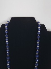Vintage Navy Blue & Gold Tone Graduated Beaded Necklace