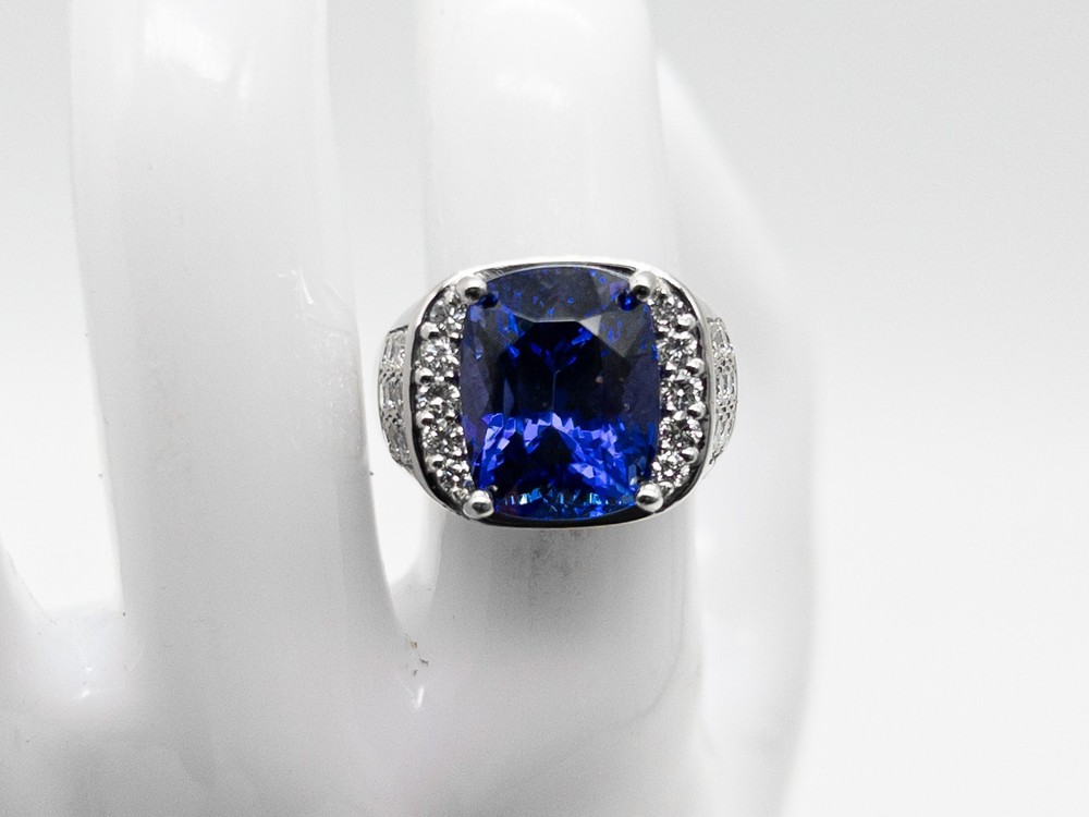 Designer $20,000 11.50ct D BLOCK Natural Tanzanite Diamond Platinum Ring 23g
