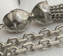 Vintage Kramer Necklace Silver Tone 20in Plus 3.5in Tassel Oval Link Chain 40.2g