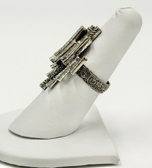 Vintage Ring Silver-Tone MCM Modernist Brutalist Adjustable Sz 6.25￼