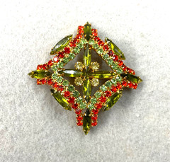Mid-Century Pin & Earring Set Uranium Stones Prong Set Boho Artsy Retro Vintage