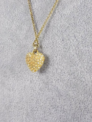 Vintage Juicy Couture Pendant Necklace Gold Tone White Crystal Pave Puffy Heart