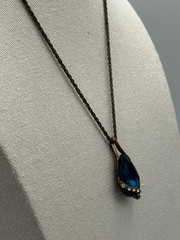 Vintage Victorian Style London Blue Topaz Glass Necklace