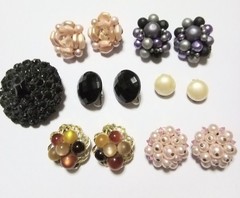 Vintage 6 Pair Clip Earrings & 1 Brooch Pin