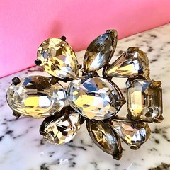 Eisenberg Original Vintage Fur Clip Rhinestone Brooch As Is