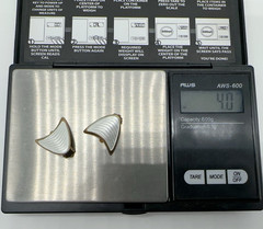 VTG Albert Scharning Norway Sterling White Enamel Clip-On Earrings 4g #bfi