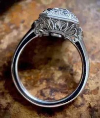 Art Deco Style 3.00Ct Emerald Lab Created Diamond Wedding Ring 14K White Gold FN