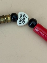 Vintage Flying Colors Red and Black Chicken Necklace Ceramic 17″ ds20