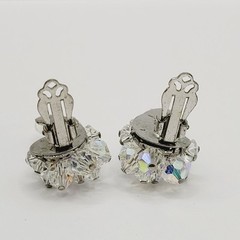 Cluster Climber AB Crystal Sparkly Elegance Silver Tone Vintage Clip on Earrings