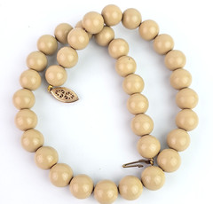 Vintage Acrylic Bead Necklace Lot 2 Layering Cream n Latte 29 in 16 in Gold Tone