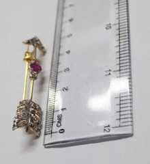 0.68ct Rose Cut Diamond Ruby Antique Victorian Look 925 Silver Wedding Brooch