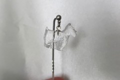 Lovely Antique Sterling Sliver And Crystal Glass Scotty Dog Stickpin