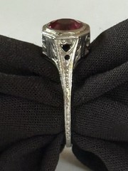 Antique Art Deco Platinum Ring with Flame-Fusion Ruby (c.1920s-1930s) Size 6.5