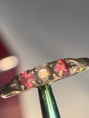 Vintage Gold Filled Ring Red Stones Missing Center Stone Estate Jewelry Size 7