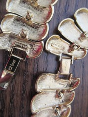Vtg Monet Choker Gold Tone Cream Necklace and Bracelet