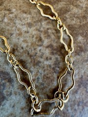 Vintage Sweater Clips Gold Tone Flower Faux Pearl Chain Mid Century 1950s