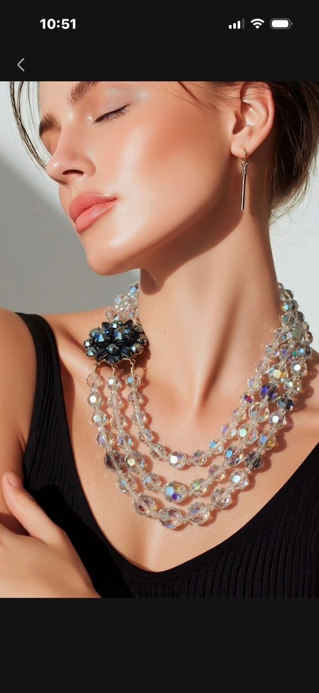 aurora borealis crystal necklace vintage