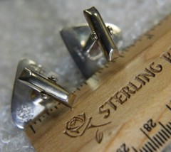 Vintage Men’s Triangle Aztec Green Jade Sterling Silver 0.925 Cuff Links