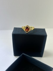 Vintage Red Cubic Zirconia Ring Gold Plated Womens Size 9.5