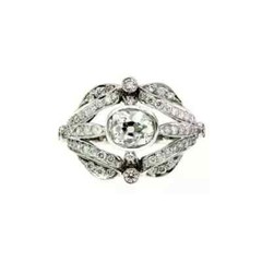 Art Deco Style Lab Created Diamond Engagement & Wedding Ring 14k White Gold FN
