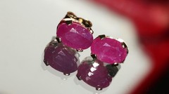 14k yellow gold earrings 1.00ct natural, treated ruby stud vintage 0.6gr N2948H