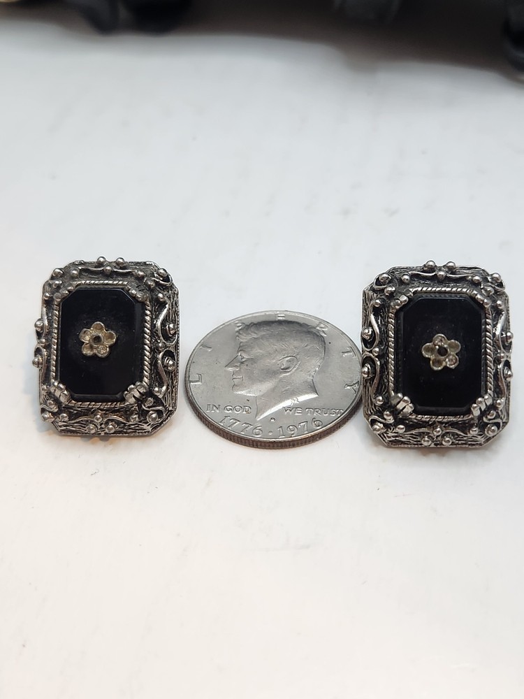 Vintage Art Deco Clip-On Earrings Multicolor Costume Jewelry Fashion MCM S1