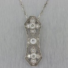 2Ct Art Deco Style Lab-Created Diamond Engagement Gift 14k White Gold FN Pendant