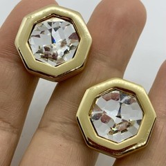 VTG SWAROVSKI CRYSTAL SIGNED SAL GEOMETRIC EARRINGS CLIP-ON OCTAGON CLEAR