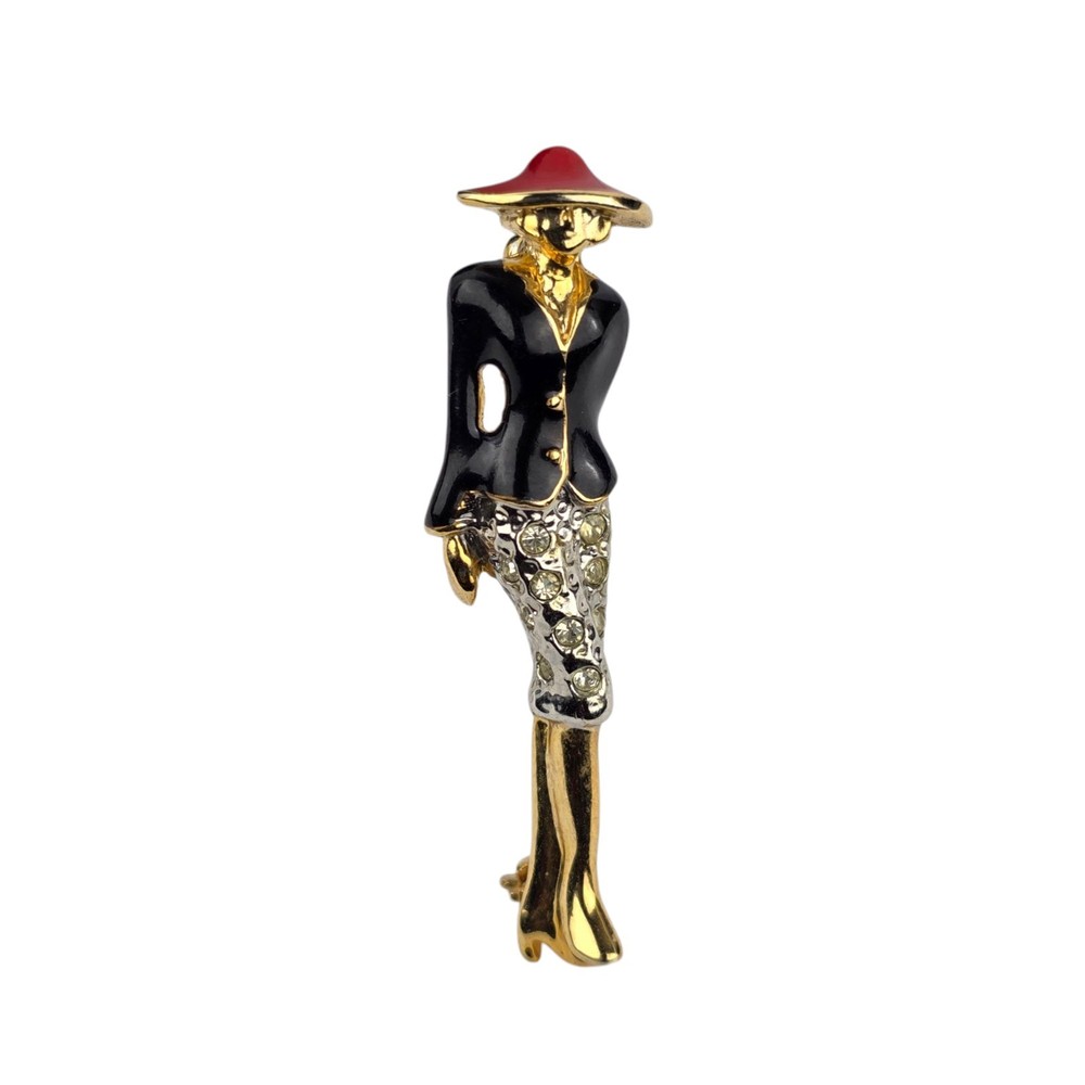 L’OFFICIEL Laura Fabbri Italy Lady Brooch Pin Jewelry Enamel Made in Italy 0.68″