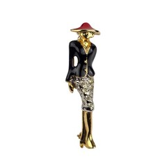 L’OFFICIEL Laura Fabbri Italy Lady Brooch Pin Jewelry Enamel Made in Italy 0.68″