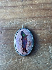 Vintage Mexican Cantera Fire Opal Crystal Gemstone Pendant 1.15″ 4.3 Grams