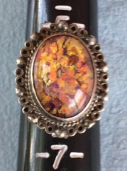 Vintage sterling ring Mexico faux fire opal signed Size 6