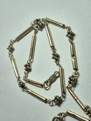 Womens 14k Gold Bar And Ball Link Chain Bracelet Or Anklet 9.5″ 2g Unknown Stamp