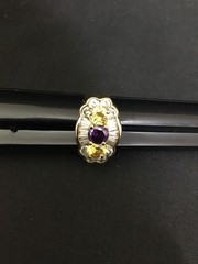 Ladies Vintage 925 Sterling Silver Gold-Tone Multi-Stone Ring – Size 10