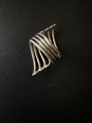 925 Silver Modernist Openwork Bypass Ring 8.8 Grams Size 8.5 Sculptural Vintage