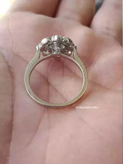 Art Deco Vintage Style Lab Created Diamond Engagement 14K White Gold Finish Ring