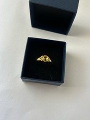 Vintage Yellow Cubic Zirconia Ring Gold Plated Womens Size 8.5