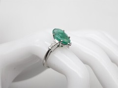 Vintage 1940s $9000 5.30ct Pear Cut Natural Emerald Diamond Platinum Ring 6g