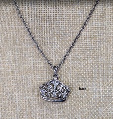Vintage cookie lee silver tone regal filigree crown necklace FREE SHIPPING